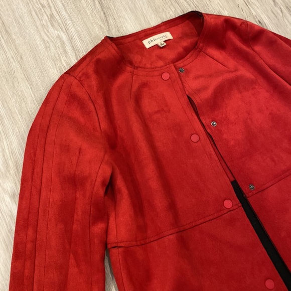 Philosophy | Red Faux Suede Snap Button Closure | Size S - Picture 2 of 5